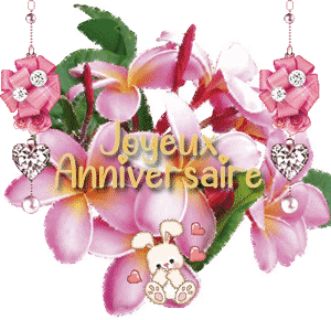 gif joyeux anniversaire lapin fleurs